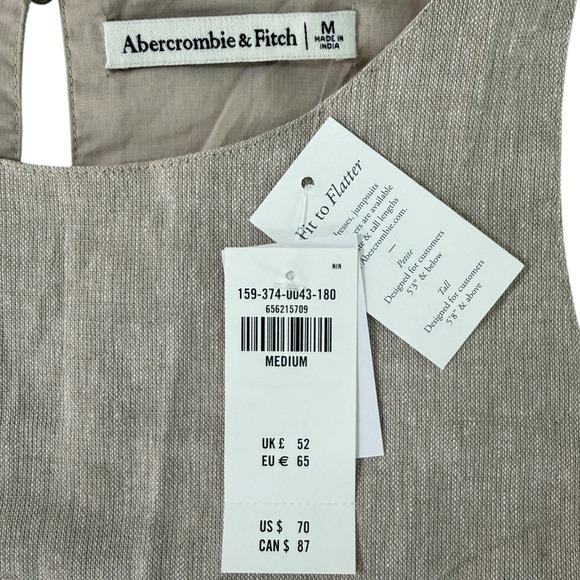 Abercrombie Fitch Linen Cotton Preppy Sleeveless Mini Dress Beige Size Medium - Picture 5 of 12